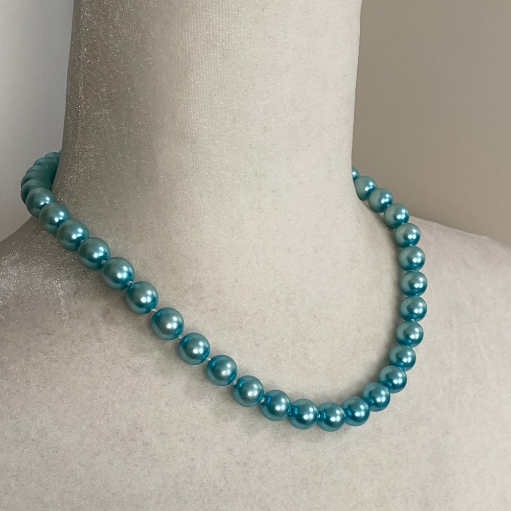 Tiffany Blue Teal Freshwater Cultured Pearl Necklace & Bracelet Set - Picture 8 of 16